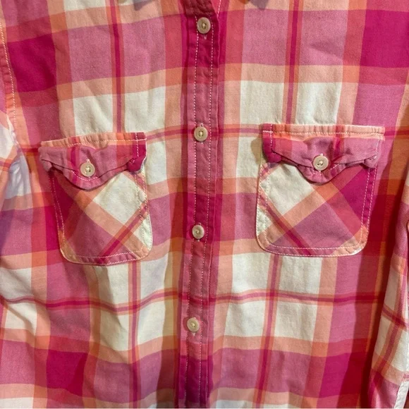 American Eagle Outfitters LS Button M Shirt Pink Plaid Favorite Fit women’s - Picture 4 of 9